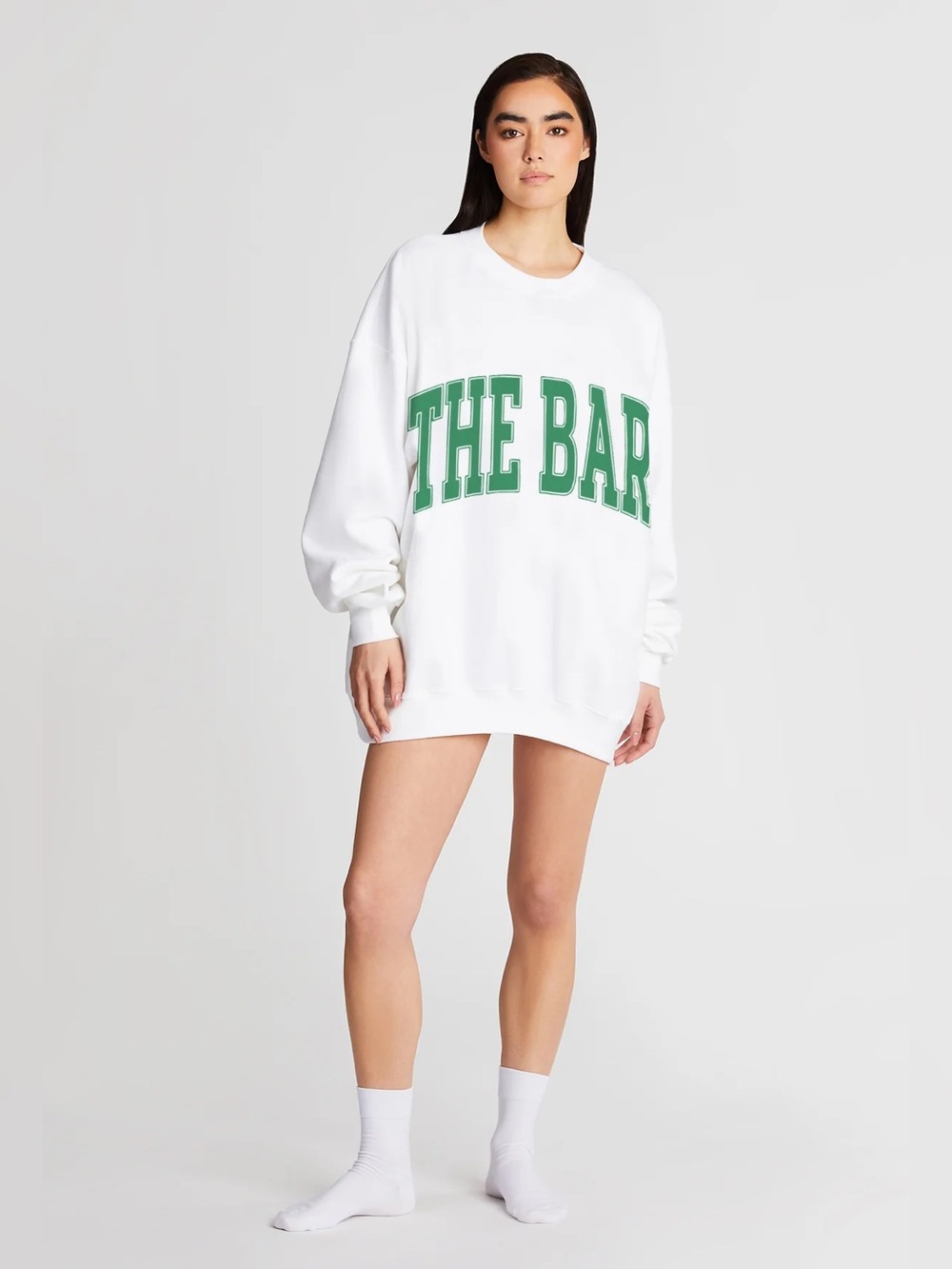 The Bar Varsity Sweatshirt White/Green Oversized Crewneck | Size XXXL